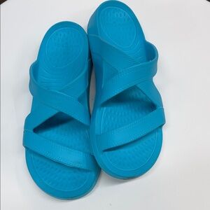Nuu Sol Women’s Turquoise Cross-Strap Slide Sandals - Comfortable Everyday Wear